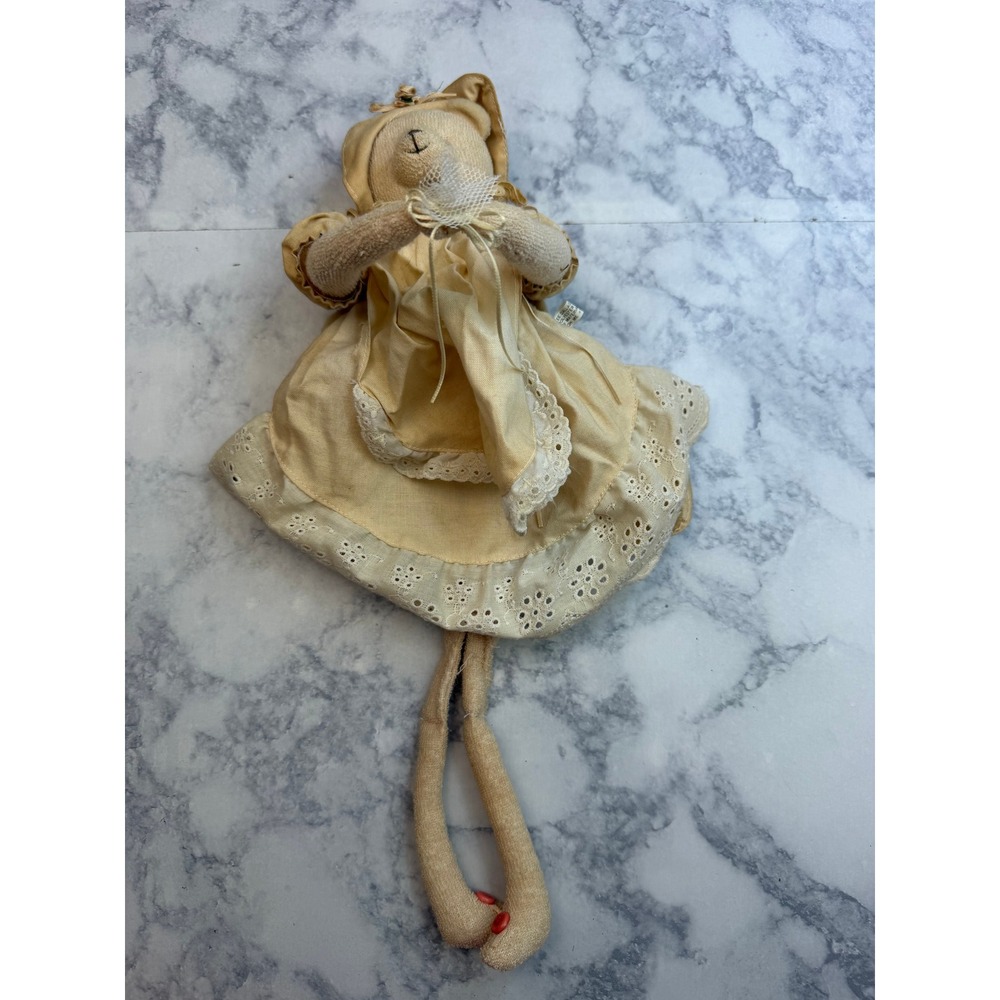 Vtg Lee & Lee Dallas Teddy Bear Plush Victorian Eyelet Dress Bonnet Cream 14" - Picture 9 of 12